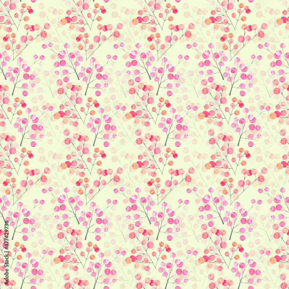 Watercolor pattern with sprigs of berries Watercolor pattern with sprigs of berries
