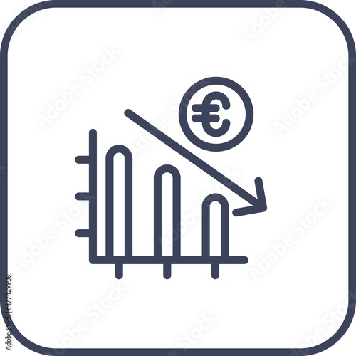 Money Loss Line Round Circle Vector Icon Design