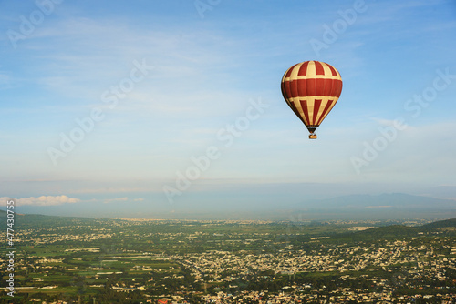 Hot Air Balloon Flight over Teotihuacan at sunrise in  Mexico. View from the top. © Pavel