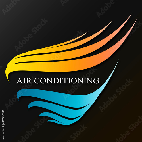Red and blue air flows design for air conditioner. Cooling and heating system