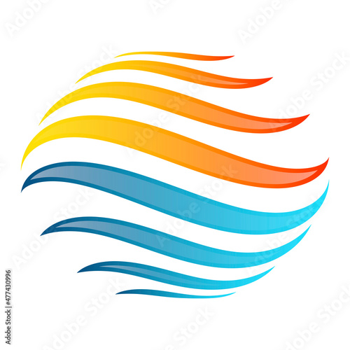 Air conditioner symbol. Abstract flows of hot and cold air design