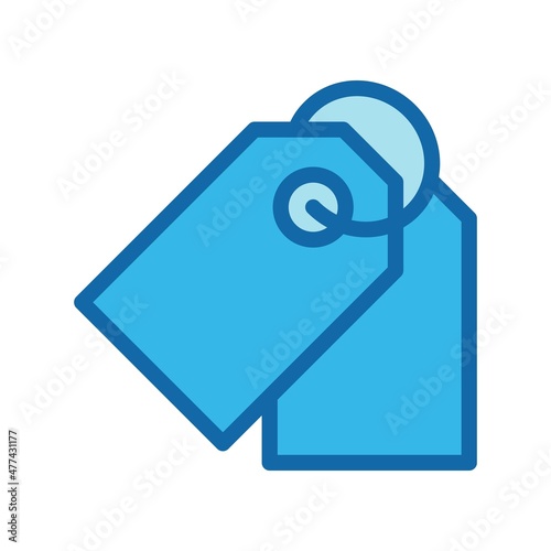 Price Tag Line Filled Blue Vector Icon Design