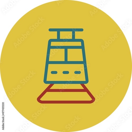 Tram Line Two Color Vector Icon Design
