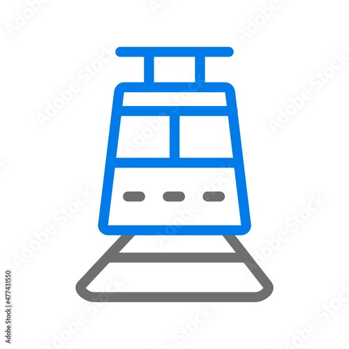 Tram Line Blue Vector Icon Design