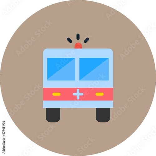 Ambulance Flat Circle Vector Icon Design
