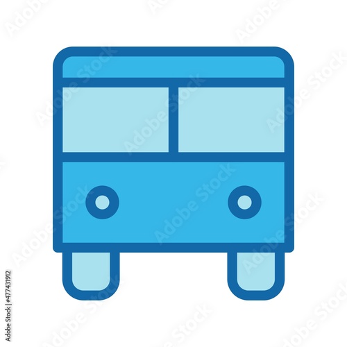 Bus Line Filled Blue Vector Icon Design