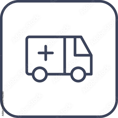 Ambulance Line Round Corner Vector Icon Design