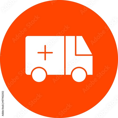 Ambulance Glyph Circle Vector Icon Design