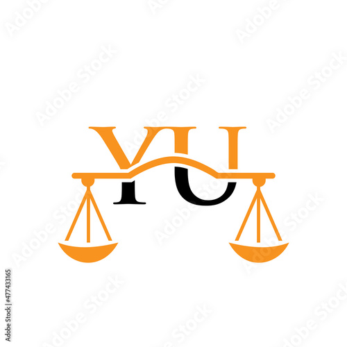 Law Firm Letter YU Logo Design. Lawyer, Justice, Law Attorney, Legal, Lawyer Service, Law Office, Scale, Law firm, Attorney Corporate Business YU Initial Letter Logo Template