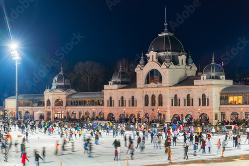 Canvas Print The biggest Ice rink in Budapest Hungary