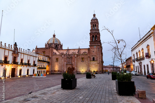 Catedral Basílica de Zacatecas. View from Plaza de Armas in the early morning photo