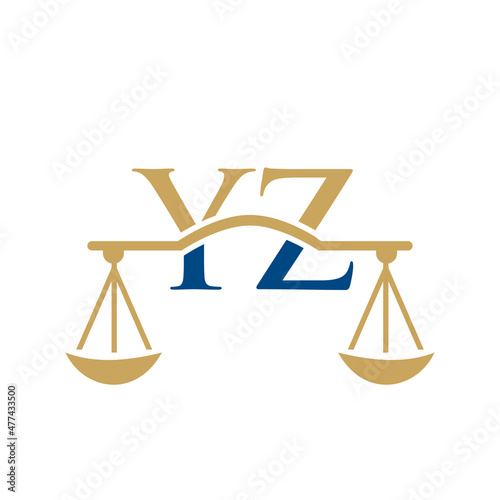 Law Firm Letter YZ Logo Design. Lawyer, Justice, Law Attorney, Legal, Lawyer Service, Law Office, Scale, Law firm, Attorney Corporate Business YZ Initial Letter Logo Template