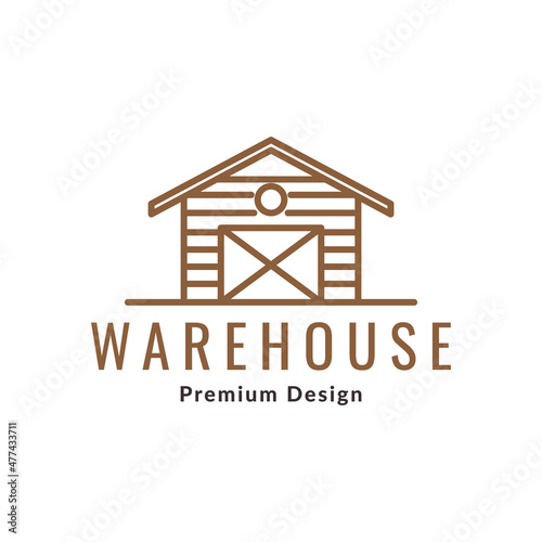 wood line warehouse logo design vector graphic symbol icon sign illustration creative idea