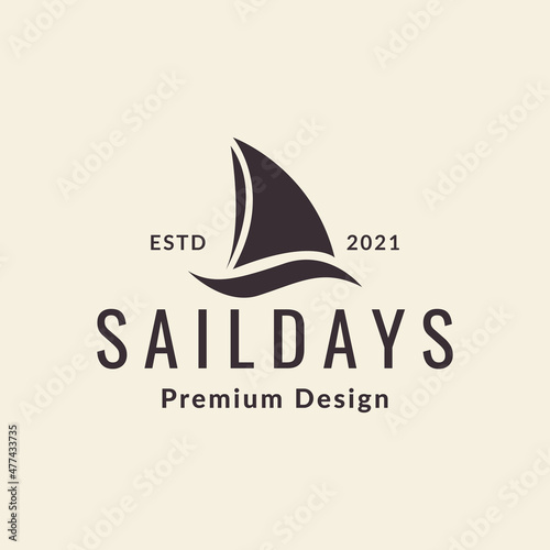 boat sail hipster logo design vector graphic symbol icon sign illustration creative idea