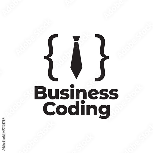 business tie with coding program logo design vector graphic symbol icon sign illustration creative idea