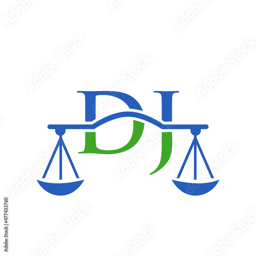 Law Firm Letter DJ Logo Design. Lawyer, Justice, Law Attorney, Legal, Lawyer Service, Law Office, Scale, Law firm, Attorney Corporate Business DJ Initial Letter Logo Template