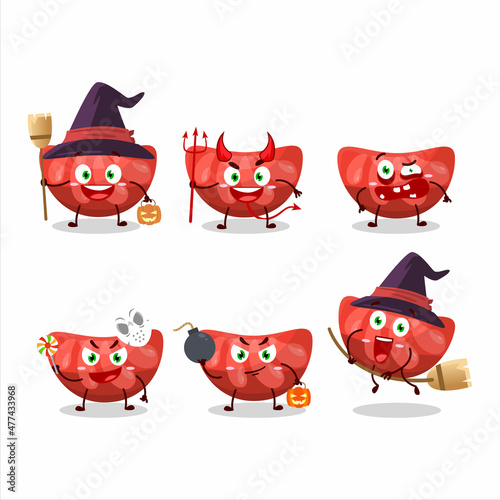 Halloween expression emoticons with cartoon character of red orange gummy candy