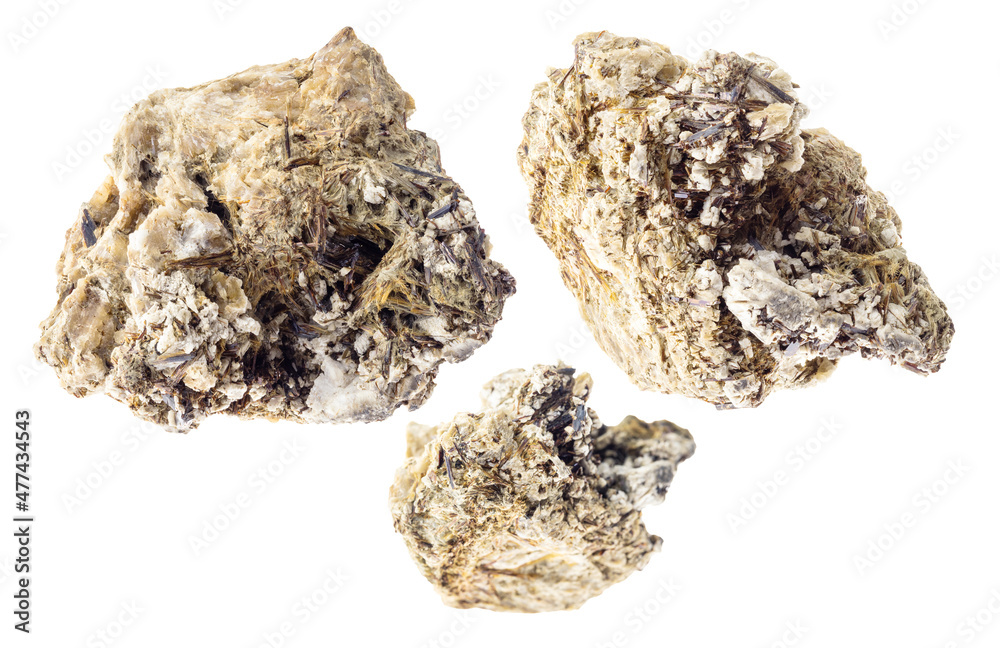 set of Astrophyllite crystals in rough Natrolite set of Astrophyllite crystals in rough Natrolite