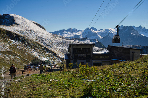 View over the Allgau Alpes with gondala lift near the German Austrian border, Oberstdorf photo