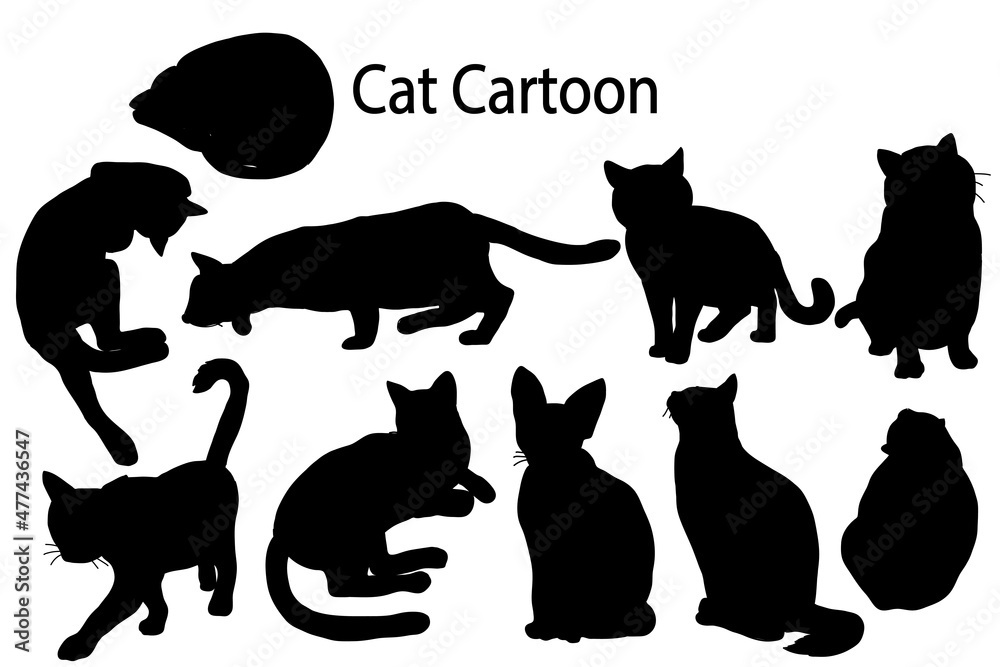 Fototapeta premium Cute cat cartoon set. Vector illustration for design.