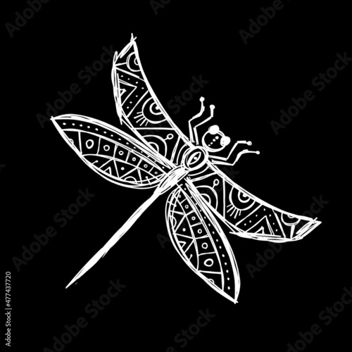 Vintage Dragonfly. Ethnic style for your design
