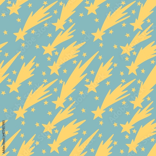 Kids seamless pattern for moon and stars for fabrics and textiles and linens and gifts and cards  © Tetiana