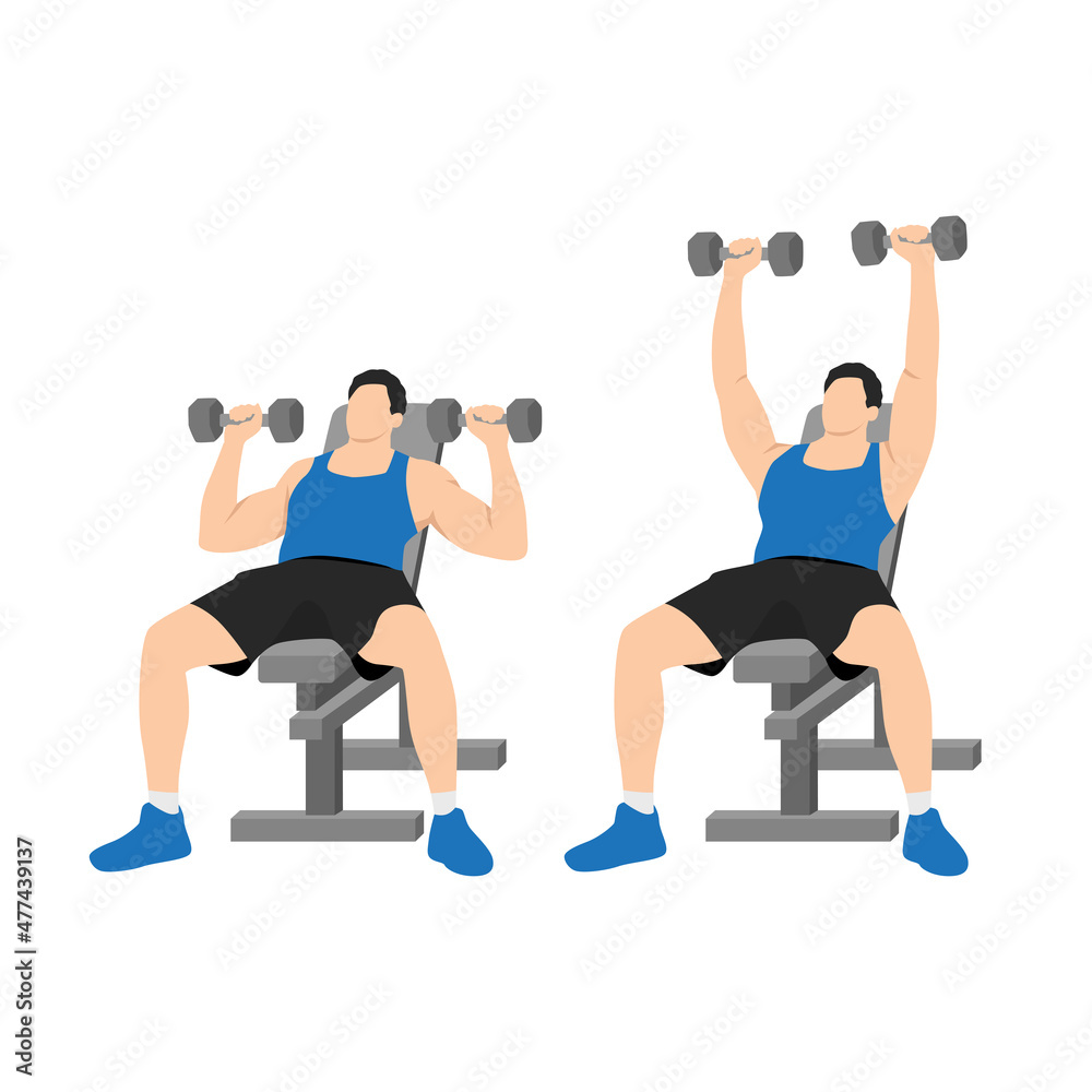 Man doing Incline Dumbbell bench press exercise. Flat vector ...