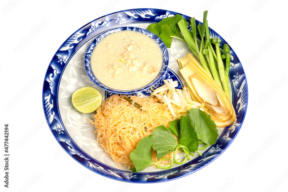 Coconut Milk Rice Noodles, Thai traditional food called Mee Kati, stir