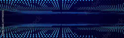 Abstract technology background. Computer matrix. Futuristic cyber blue background of points. 3d rendering.