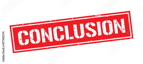 Grunge red conclusion word square stamp sign isolated on white background