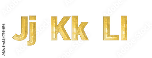 Vector golden 3D alphabet.	