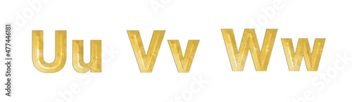 Vector golden 3D alphabet.	