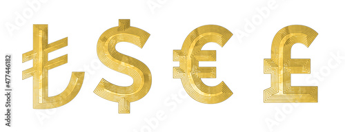 Vector golden 3D alphabet.	