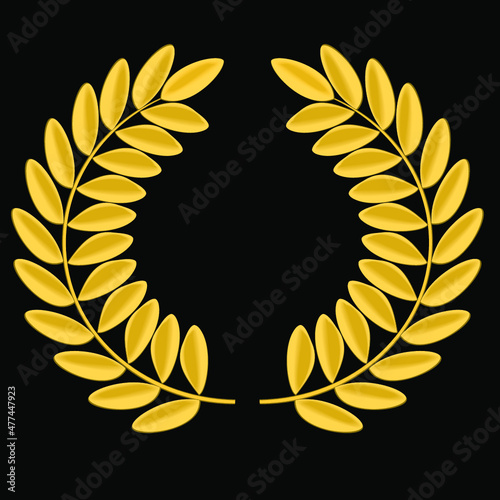 golden laurels element isolated on a black background