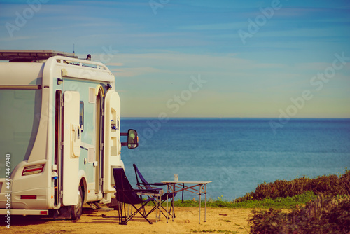 Rv caravan camping on beach