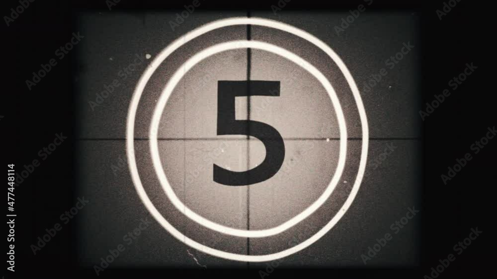 Old Movie Countdown Old Fashioned Film Leader With Scratches Grain
