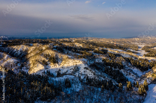 Beautiful snowy landscape of Tokamachi, Niigata by aerial photography_25