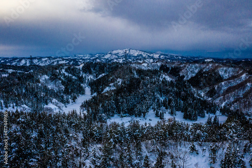Beautiful snowy landscape of Tokamachi, Niigata by aerial photography_10