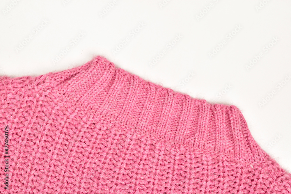 Fototapeta premium Collar of pink Sweater Isolated on White Background