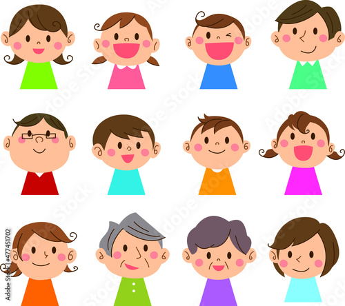 Set of male female child family icon illustrations