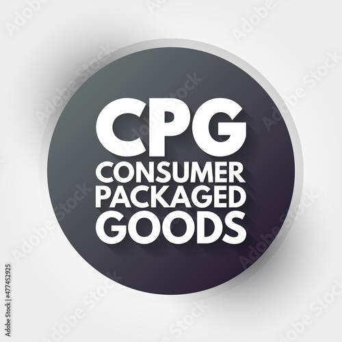 CPG - Consumer Packaged Goods acronym, business concept background