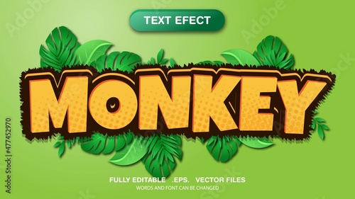 3D editable text effect and font style template, monkey themed