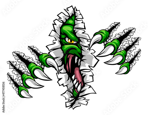 Monster With Talon Claw Tearing A Rip Through Wall