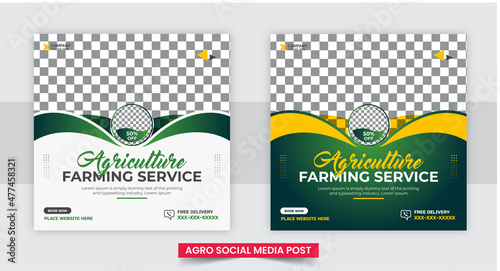 Lawnmower Promotion Social Media Post Banner Design Template Set