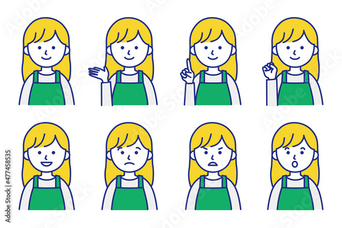 女性 エプロン 人物 イラスト ベクター AI 素材