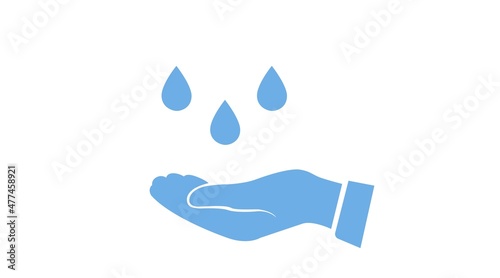 Hand wash flat vector icon. Hand and Drop Icon. Vector isolated black and white editable illustration