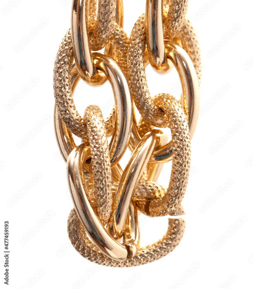 Fototapeta premium Gold chain isolated on white background.