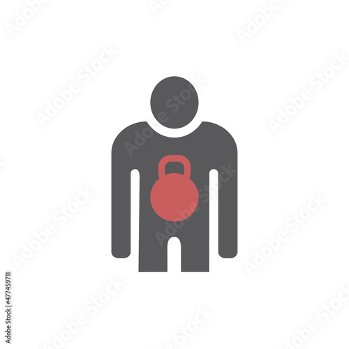 Heaviness in abdomen. Vector icon for web graphic.