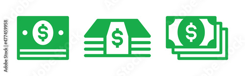 A stack of dollar bill icon. Bundle of dollars icon vector illustration.