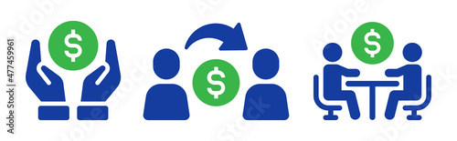 Dollar business financial icon set. Money management concept